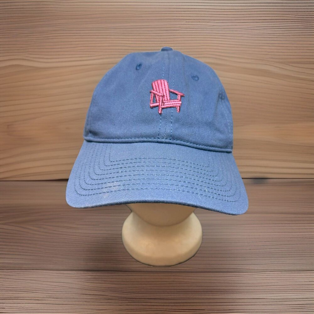 The Game Adderondack Lawn Chair Slouch Hat Pink Gray Embroidered Adjustable